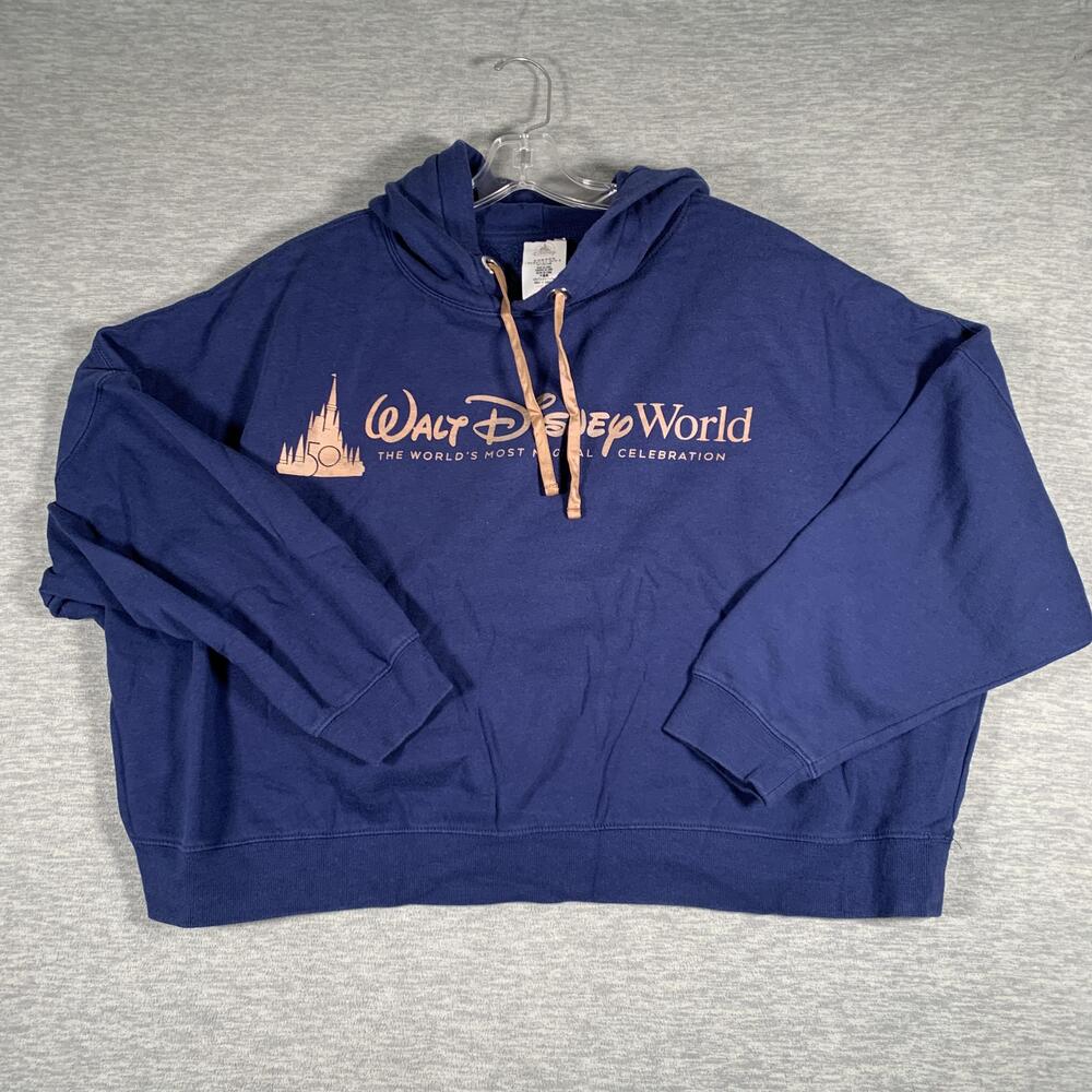 Disney Hoodie Womens 3X Blue Walt Disney World 50th Pullover Fleece Anniversary